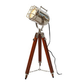 Adjustable vintage spotlight floor lamp with tripod stand
